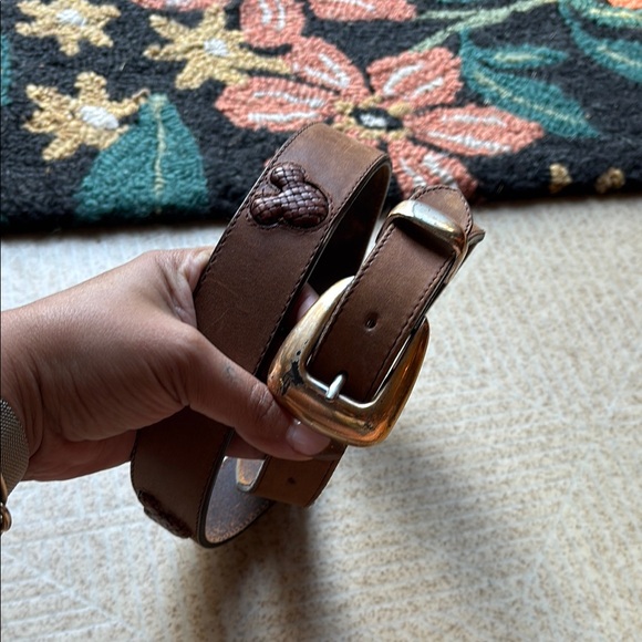 Brighton Brown and Gold Leather Belt Classic Design - Picture 1 of 5